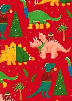Santasaurus Rolled Holiday Gift Wrap 2 Sheets 26 inches x 38 inches