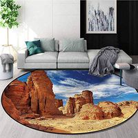 RUGSMAT Desert Modern Machine Round Bath Mat,Bizarre Sandstone Cliffs Lifts Basket Swivel Chair Pad Coffee Table Rug Diameter-47