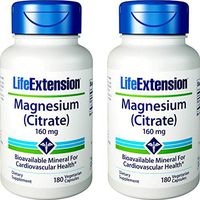 Life Extension Magnesium Citrate, 180 Capsules (Pack of 2), 160 Mg