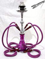 Hookah 22" Purple 4 hose shisha nargila bar narguile nargile glass Vase store