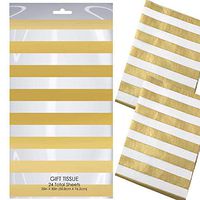 Premium Tissue Paper Gold & White Stripes Tissue Paper 20 Inch x 30 Inch Count: 24 Sheet