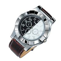 Moonwbak 2in1 Cigarette Lighter Watch,Leather Strap Sports Quartz Watch Coil Lighter, Electric Lighter Wrist with USB Electronic Rechargeable Windproof Flameless Cigar Lighter (Brown-Band)