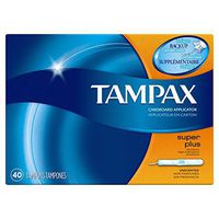 Tampax Cardboard Applicator Tampons, Super Plus Absorbency, Unscented, 40 Count