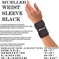 Mueller Wrist Sleeve Soft Neoprene Blend, provides warmth, wraparound design, Black - X-Large # 400
