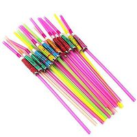 100PC Umbrella Tropical Drinking Straws Disposable Bendable Mixed Color Fluorescence Plastic Straws