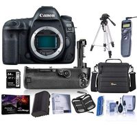Canon EOS 5D Mark IV Digital SLR Camera Body USA Warranty - Bundle with 64GB U3 SDXC Card, Holster Case, Tripod, Spare Battery, Battery Grip, Screen Protector, Software Package and More