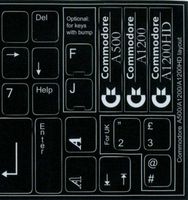 COMMODORE A500/A1200/A1200HD NON-TRANSPARENT KEYBOARD STICKERS BLACK BACKGROUND