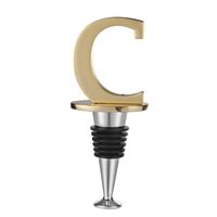 Wine and Beverage Bottle Stopper With Gold Finish (Letter C)
