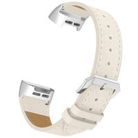 Simpeak Band Compatible with Fitbit Charge 3/Charge 3 SE, Women Men Slim Genuine Wristband Strap Replacement for Fitbit Charge 3/3 SE, Beige