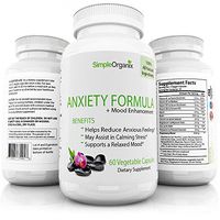 Natural Stress, Anxiety, Mood Support Supplement by Simple Organix - Herbal Blend to Stay Focused - 5-HTP, B Vitamins, St. Johns Wort & More to Promote Serotinin Increase - 60 Veggie Capsules