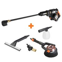 WORX WG644 40V Power Share Hydroshot Portable Power Cleaner (2x20V Batteries) with Hydroshot Deluxe Cleaning Accessory Kit, Black