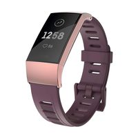 MIJOBS Bands Compatible with Fitbit Charge 3, Original Waterproof Replacement Wristbands for Fitbit Charge 3, Fitness Wristband Replacement Bands Sports Accessories (Wine red + Rose Gold)