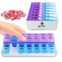 Pivit Weekly AM/PM Pill Box, Portable Travel Pill Organizer | 2 Pack | 7-Day/Twice-a-Day | Moisture-Proof Design and Large Compartments to Hold Vitamins, Cod Liver Oil, Supplements and Medication