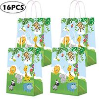 Gift Bags Jungle Animal Party Favor Bags 16PCS Goodie Candy Treat Paper Gift Bags with Handles for Baby Shower Forest Animal Themed Party Birthday Party Supplies