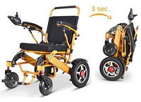 New Model 2020 Fold & Travel Lightweight Motorized Electric Power Wheelchair Scooter, Aviation Travel Safe Electric Wheelchair Heavy Duty Power Wheelchair (19" Seat Gold)