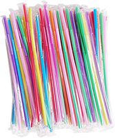 Hulless 100Pcs 10.3 Inch Colorful Flexible Drinking Straws,Individual Package Disposable Plastic Straws,Extra Long Flexible Party Fancy Straws.