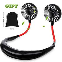 Bijisi Portable Fan, Hand Free Small Personal Mini USB Fan 2000mAh Rechargeable Battery Operated Neck Fan 12H Working Hours 3 Speeds 360 Degree Adjustment Head for Office Travel Outdoor Camping