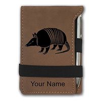 Mini Notepad, Armadillo, Personalized Engraving Included (Dark Brown)