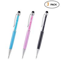 Stylus Pen 2-in-1 Slim Crystal Diamond Stylus Pen and Ink Ballpoint Pens for ipad Pen iPad Pro/Air, iPhone 8 7 6 Galaxy Note 8 Nexus Tablet Digital Pen（Random Color）