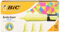 BIC Brite Liner Flat Highlighter, Chisel Tip, Yellow, 12-Count