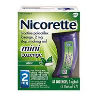 Mini Nicorette Nicotine Lozenge Stop Smoking Aid, 2 mg, Mint Flavored Smoking Cessation Product, 81 Count