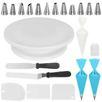Kootek Cake Decorating Kits Supplies with Cake Turntable, 12 Numbered Cake Decorating Tips, 2 Icing Spatula, 3 Icing Smoother, 2 Silicone Piping Bag, 50 Disposable Pastry Bags and 1 Coupler