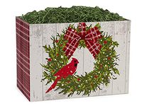 Holiday Gift Basket Box - 6 Count - Large - Christmas Plaid Cardinal
