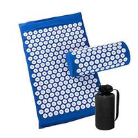 Acupressure Mat and Pillow Set for Back/Neck Pain Relief and Muscle Relaxation (Blue)