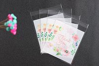 HugeDE 200 Pcs Rose Thank You Adhesive Treat Bags Self Sealing OPP Plastic Bags for Bakery Cookies 10x10cm