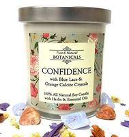 Confidence Pure & Natural Soy Candle 8.5 oz 100% Natural & Non Toxic with Crystals, Helichrysum, Rose and Bay Herbs & Essential Oils for Courage, Self-Esteem & Anxiety Wiccan Pagan & Spirituality
