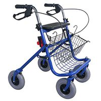 DMZH Rolling Walkers Detachable Rollator Freely Adjustable Height Crutches Alternative with Seat & Bag Shopping Cart Blue