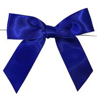 Pre-Tied Royal Blue Satin Bows - 4 1/2" Wide, Set of 12, Wired Craft Ribbon, Healthcare Workers Support Ribbon, Easter Bow, Wedding Embellishments, Mother's Day, Gift Basket, Birthday, Valentine's Day