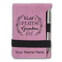 Mini Notepad, World's Greatest Grandma, Personalized Engraving Included (Pink)