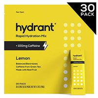 Hydrant+ Caffeine & L-Theanine Lemon Rapid Hydration Drink Mix, Electrolyte Powder, Jumpstart Your Morning Drink Blend w. Zinc, Simple Ingredients, Vegan, 30pk