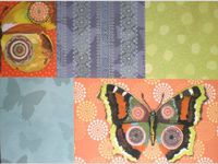 Glittered Butterflies Patchwork Note Cards w/ Envelopes