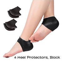 Magik Silicone Heel and/or Toe Protector Plantar Fascitis Pain Relief Cushion Set (Black, 4 Pcs Heel)