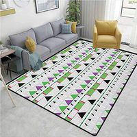 Oriental Print Area Rug Modern, Tribal Composition with Triangles Stripes Composition Traditional Mexican Motifs, Durable Carpet Area rug - Living Dinning Room Bedroom Rugs and Carpets(3'x 8')