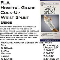 Florida Orthopedics 22-1X1: Canvas Cock-Up Wrist Splint, LACE UP - 6", Beige, Right - X-Large