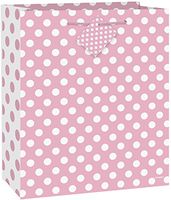 Unique Industries, Large Gift Bag, 12.5 x 10.5 inches - Light Pink Polka Dot
