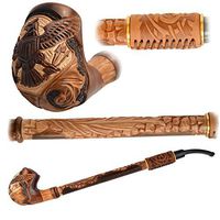 Tobacco Pipes for Smoking Pirate Pear Wood Hand Carved Long Churchwarden Pipe (Pirate - Ship)