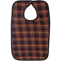 Flannel Washable Plaid Adult Bib with Snap Closure (Unisex)