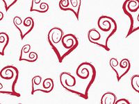 Red"Curly Swirly" Hearts on White Tissue Paper Gift Wrapping 20"x30" Sheets (10)