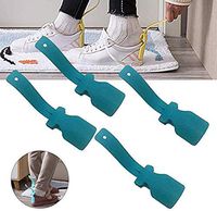 4 Pcs Lazy Shoe Helper,Handled Shoe Horn,Portable Sock Slider,Shoe Helper Easy On Easy Off,Plastic Travel Shoe Horn Shoe Lifting Helper (Blue)