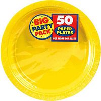 Amscan 640013.09 Yellow Sunshine Big Party Pack Paper Plates, 7" 50 Plates