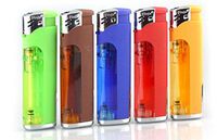 5 Pack 5-flags Refillable Butane Lighter Assorted Colors with LED Flashlight