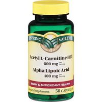 Spring Valley - Acetyl L-Carnitine 400 mg Plus Alpha Lipoic Acid 200 mg, 50 Capsules