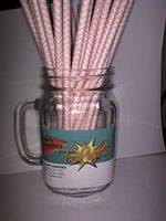 Light Pink Chevron Striped, Vintage Paper Drinking Straws -100 COUNT - Twilight Parties
