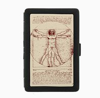 Vitruvian Man da Vinci Black Cigarette Case Holder Wallet RFID-blocking