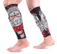 Anmarco Lion in Winter Scarf and Headphones Sports Calf Compression Sleeves Leg Compression Socks Calf Guard for Running, Cycling, Maternity, Travel, Nurses