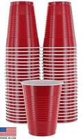 Amcrate Red Colored 16-Ounce Disposable Plastic Party Cups - Ideal for Weddings, Party’s, Birthdays, Dinners, Lunch’s. (Pack of 50)